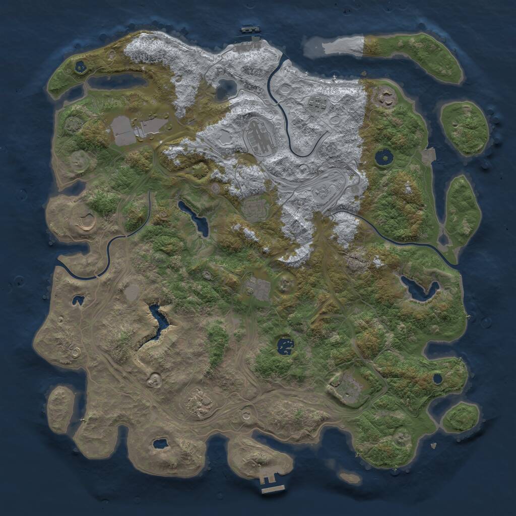 Rust Map: Procedural Map, Size: 4500, Seed: 2093448243, 16 Monuments