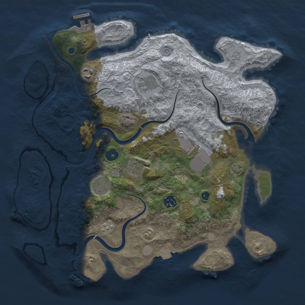 Rust Map: Procedural Map, Size: 3700, Seed: 1042330132, 13 Monuments