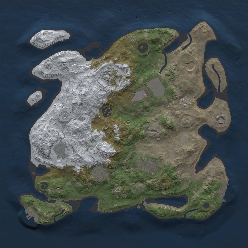 Rust Map: Procedural Map, Size: 3500, Seed: 1414595605, 18 Monuments