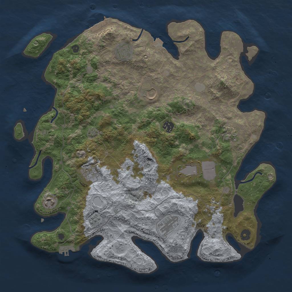 Rust Map: Procedural Map, Size: 4000, Seed: 1784789095, 17 Monuments