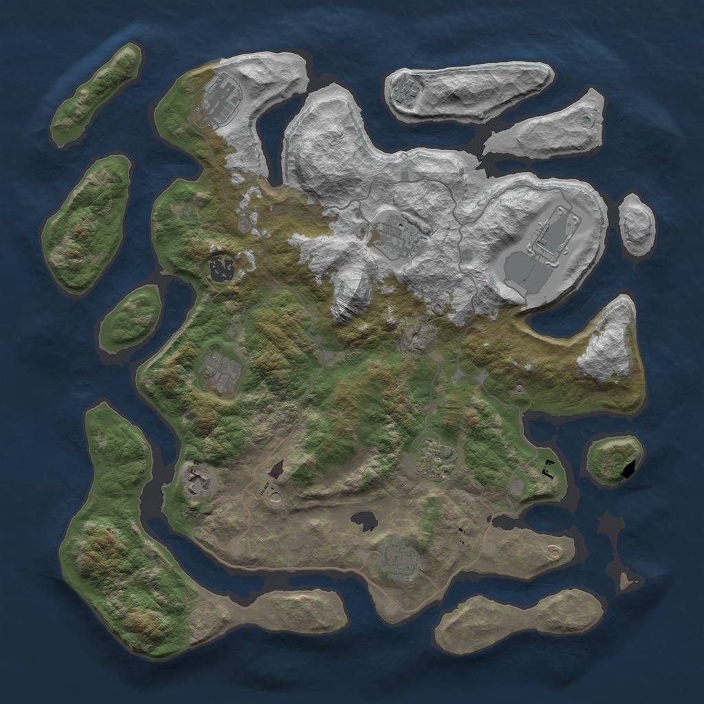 Rust Map: Barren, Size: 4100, Seed: 4527, 12 Monuments