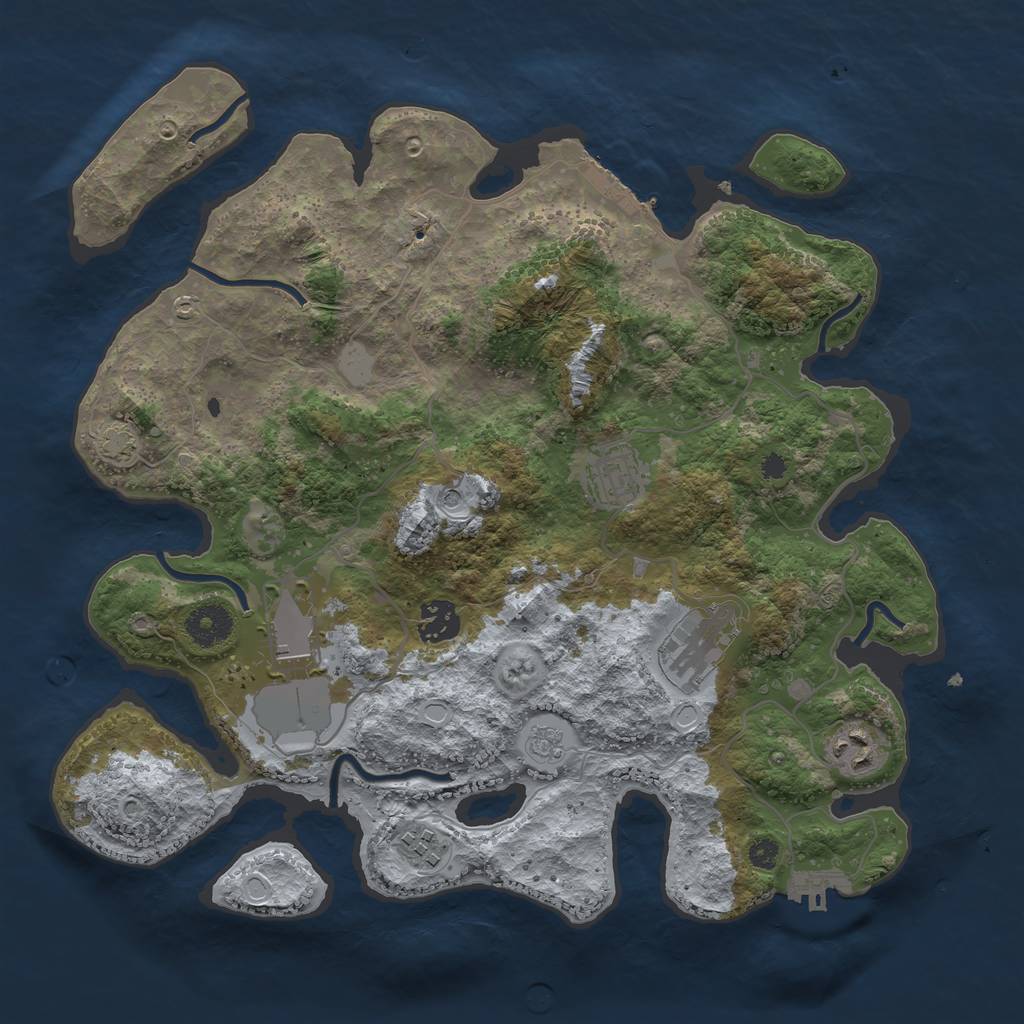 Rust Map: Procedural Map, Size: 3500, Seed: 1565201730, 13 Monuments