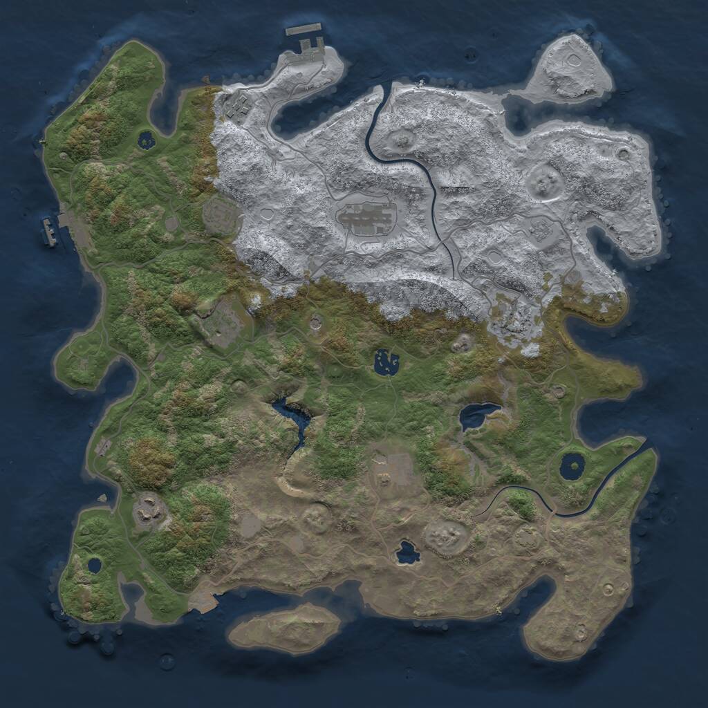 Rust Map: Procedural Map, Size: 4000, Seed: 1132949855, 14 Monuments