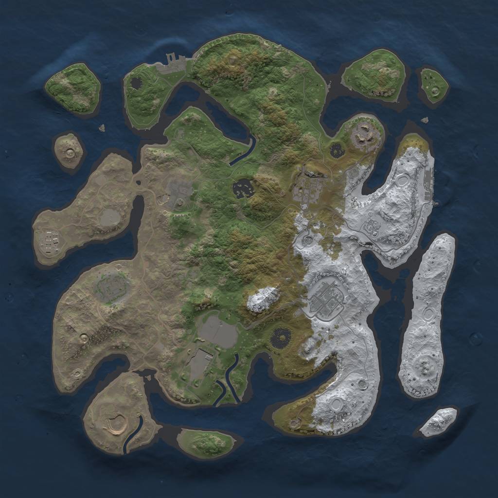 Rust Map: Procedural Map, Size: 3600, Seed: 4564633, 18 Monuments