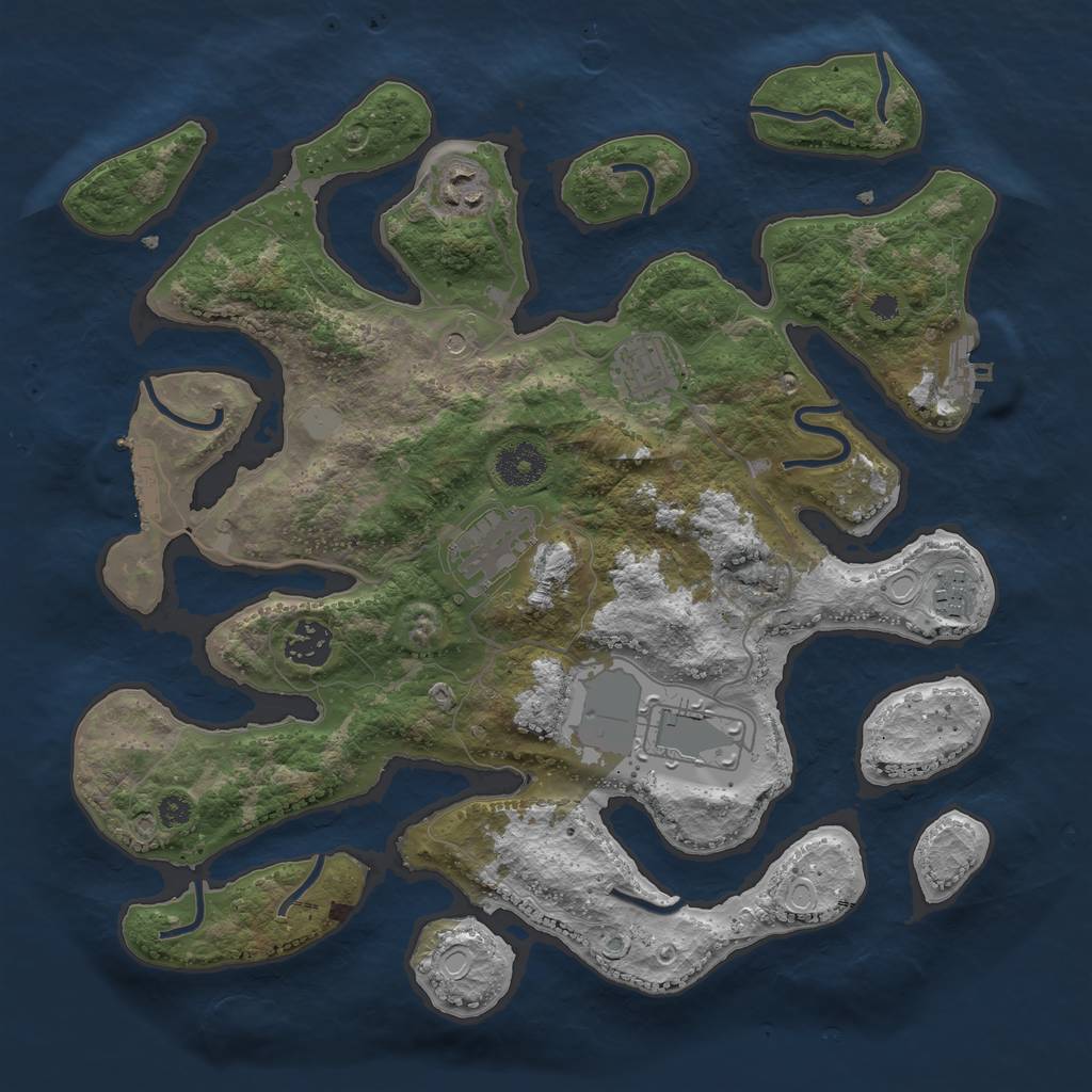 Rust Map: Procedural Map, Size: 3500, Seed: 868234173, 14 Monuments