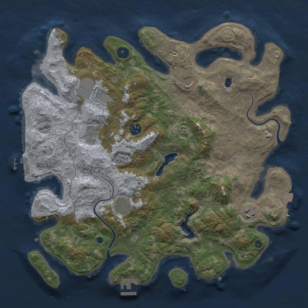 Rust Map: Procedural Map, Size: 4000, Seed: 251416, 13 Monuments