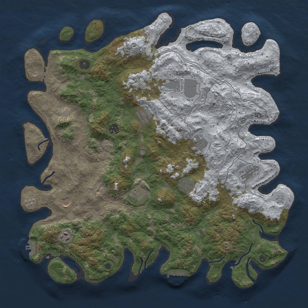 Rust Map: Procedural Map, Size: 4500, Seed: 54553, 19 Monuments