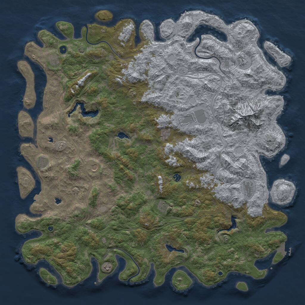Rust Map: Procedural Map, Size: 6000, Seed: 54553, 16 Monuments