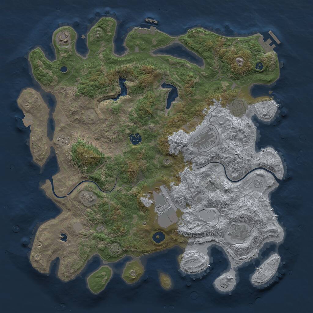 Rust Map: Procedural Map, Size: 4000, Seed: 22555, 13 Monuments