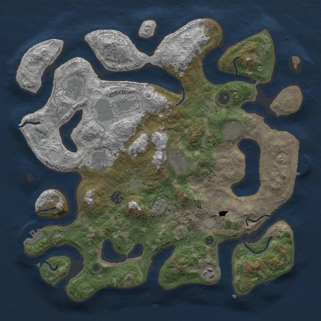 Rust Map: Procedural Map, Size: 3950, Seed: 322209004, 16 Monuments