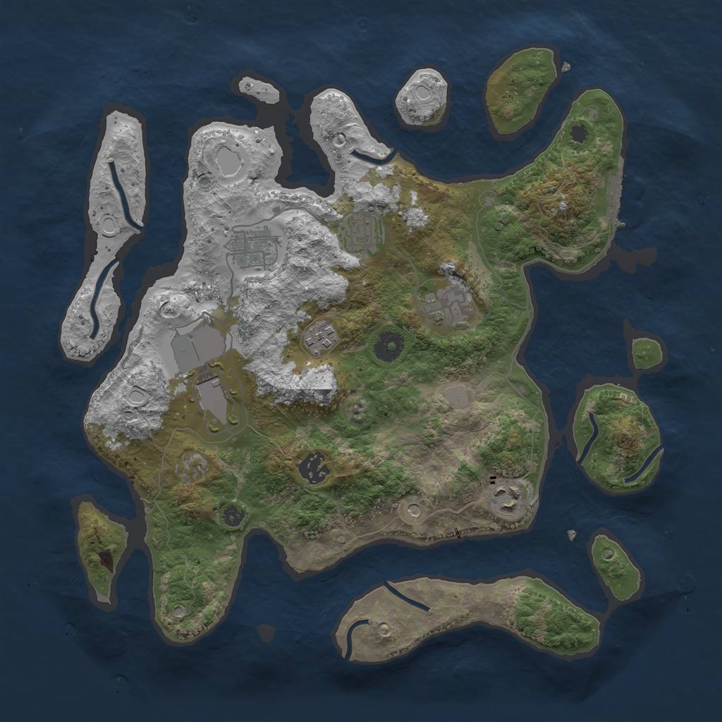 Rust Map: Procedural Map, Size: 3600, Seed: 676183245, 14 Monuments