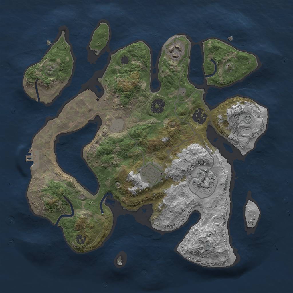 Rust Map: Procedural Map, Size: 3000, Seed: 130003341, 11 Monuments