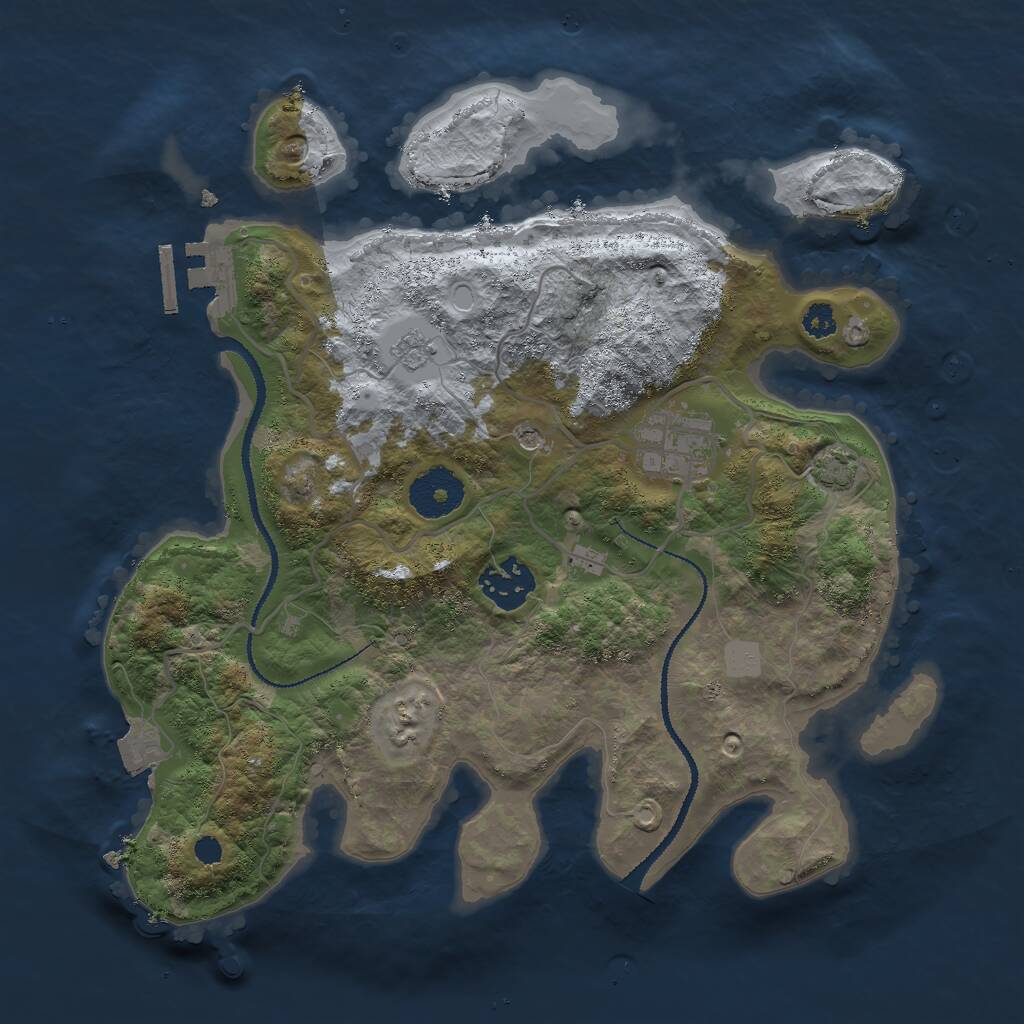 Rust Map: Procedural Map, Size: 3000, Seed: 841114, 7 Monuments