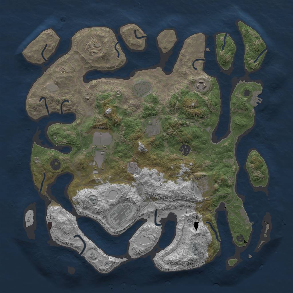 Rust Map: Procedural Map, Size: 4000, Seed: 138119383, 17 Monuments