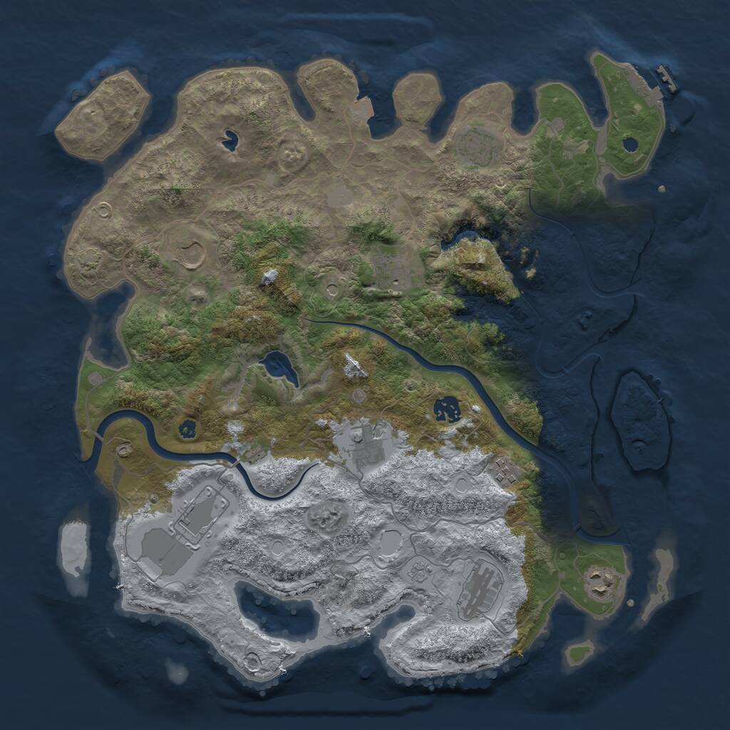 Rust Map: Procedural Map, Size: 4000, Seed: 138119383, 14 Monuments