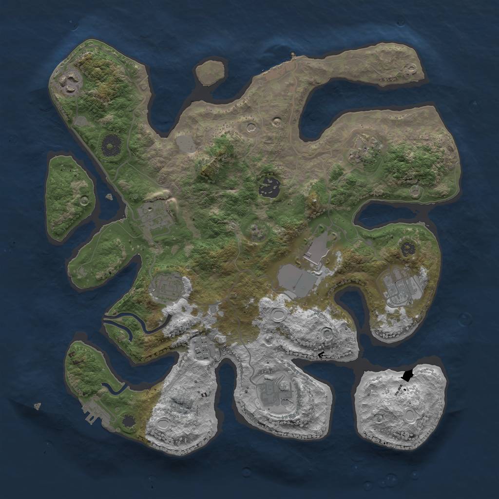 Rust Map: Procedural Map, Size: 3500, Seed: 1722142512, 17 Monuments