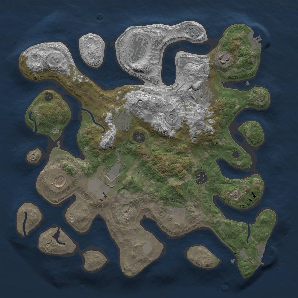 Rust Map: Procedural Map, Size: 3600, Seed: 1997225832, 17 Monuments