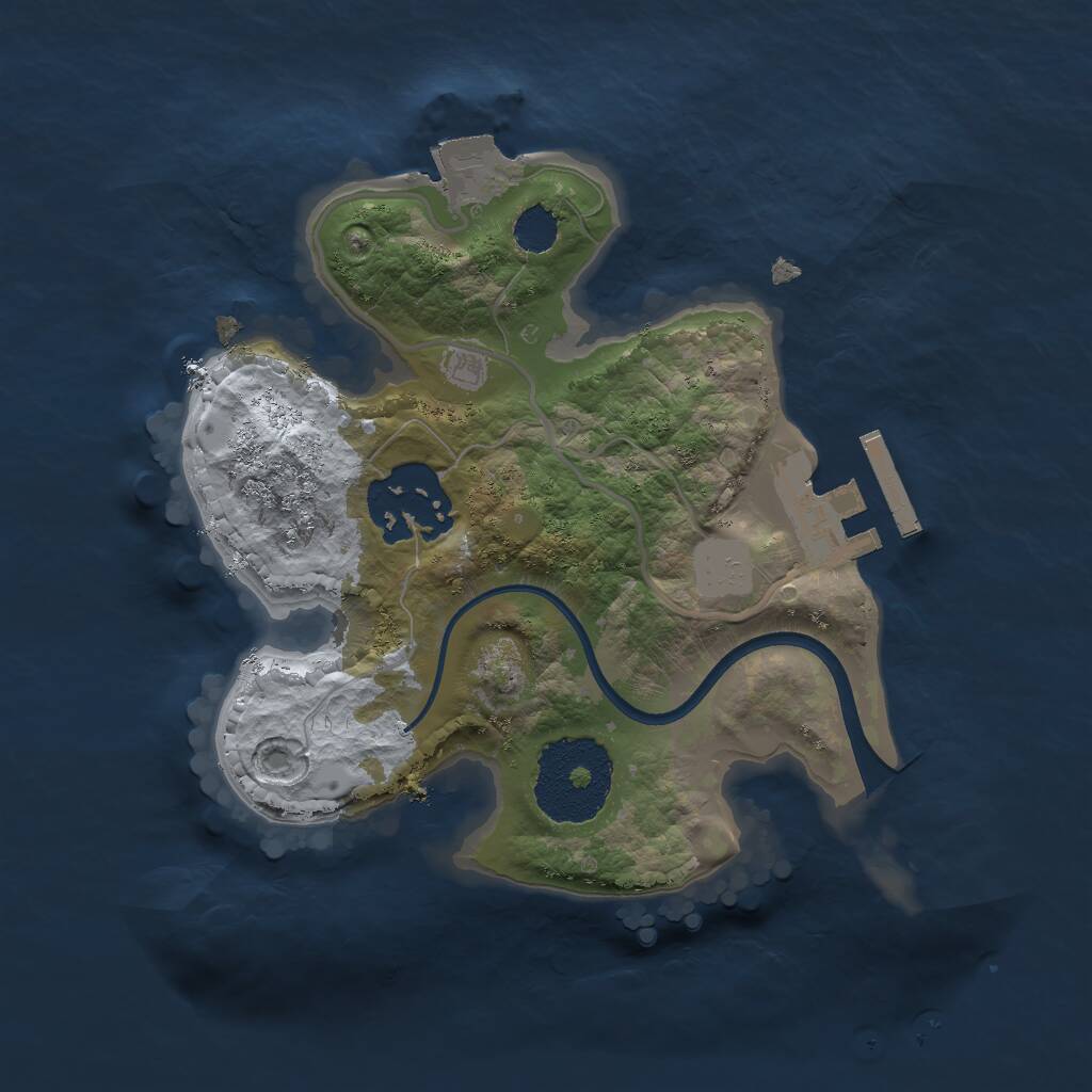 Rust Map: Procedural Map, Size: 2000, Seed: 37527633, 3 Monuments