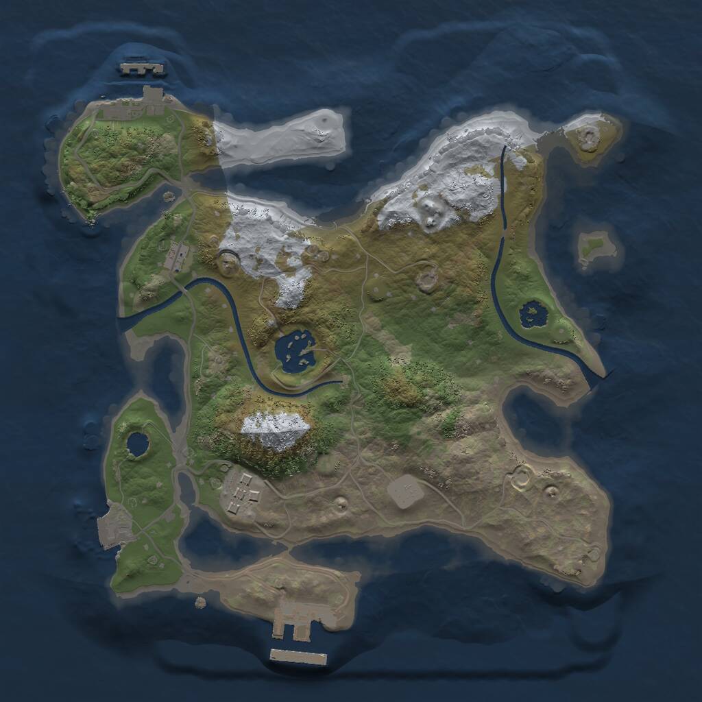 Rust Map: Procedural Map, Size: 2500, Seed: 10900, 5 Monuments