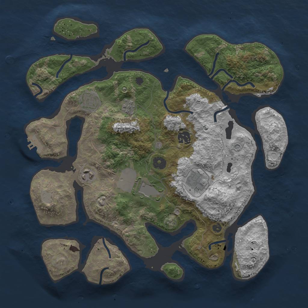 Rust Map: Procedural Map, Size: 3500, Seed: 1029915166, 13 Monuments