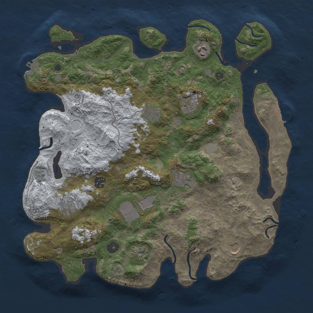Rust Map: Procedural Map, Size: 4000, Seed: 507908835, 19 Monuments
