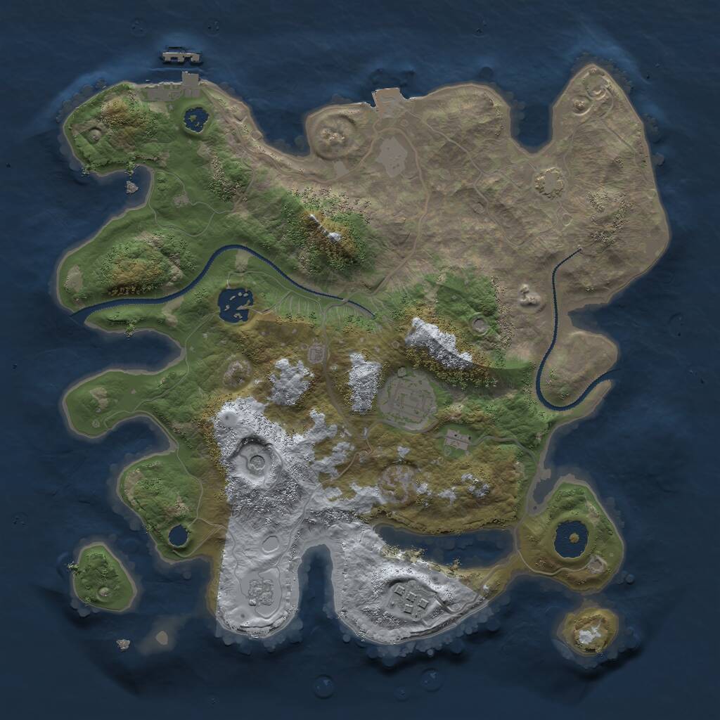 Rust Map: Procedural Map, Size: 3000, Seed: 296973000, 8 Monuments