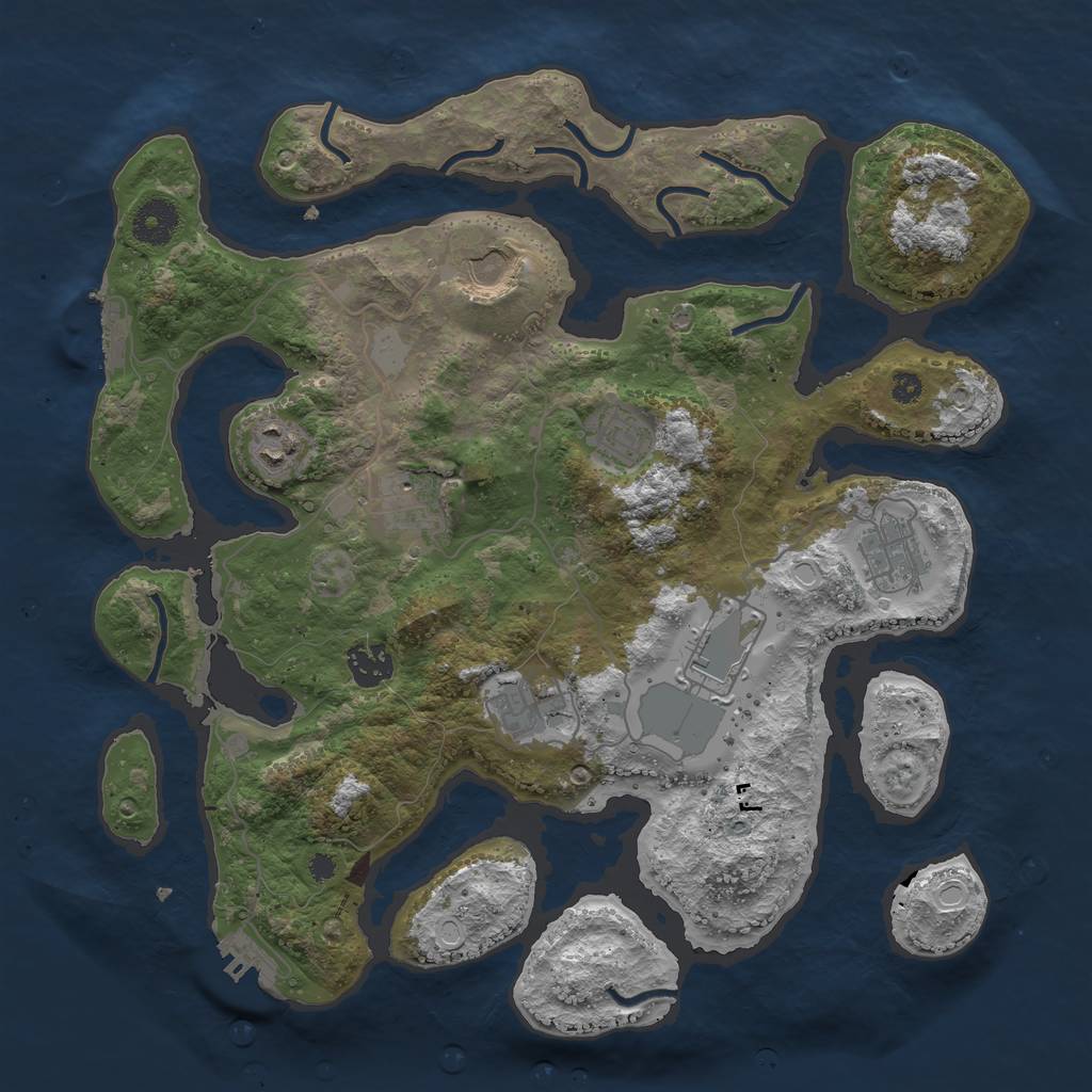 Rust Map: Procedural Map, Size: 3600, Seed: 205702421, 15 Monuments