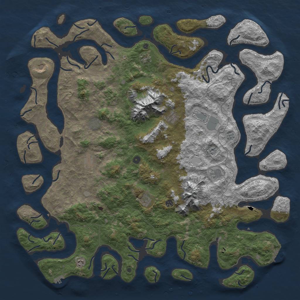 Rust Map: Procedural Map, Size: 6000, Seed: 3157896, 19 Monuments