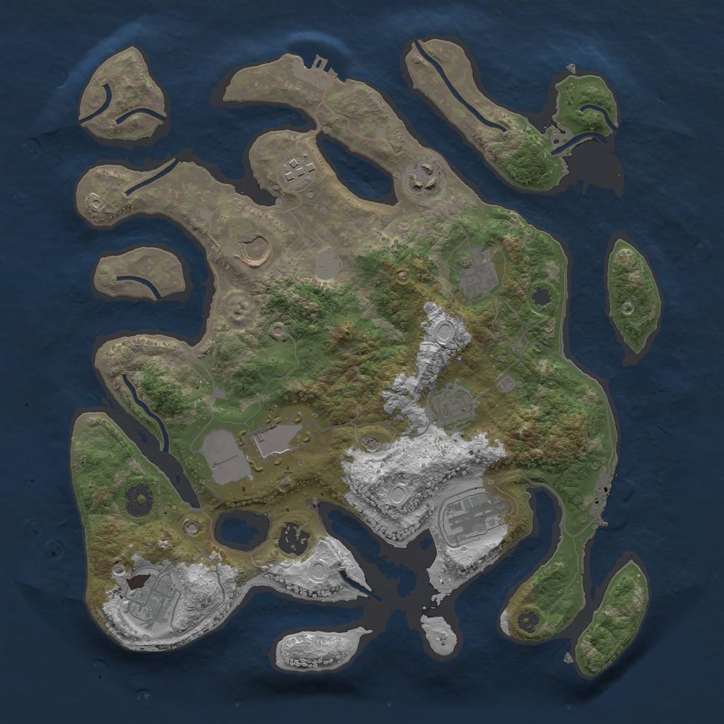 Rust Map: Procedural Map, Size: 3500, Seed: 204683424, 17 Monuments