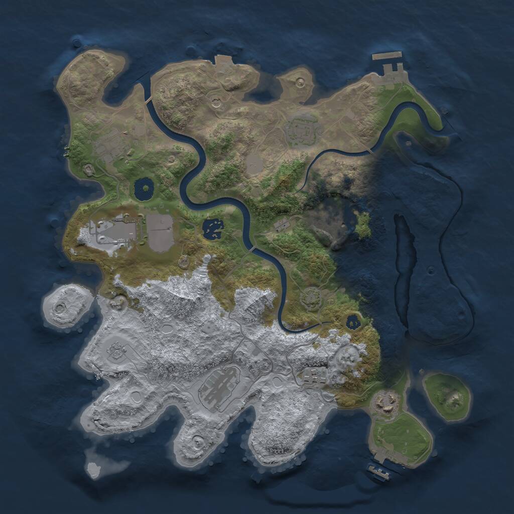 Rust Map: Procedural Map, Size: 3500, Seed: 386813725, 14 Monuments