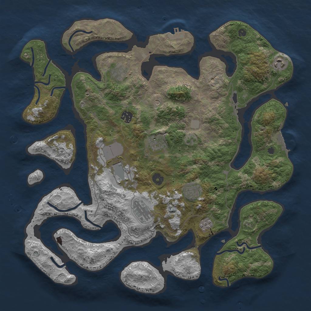 Rust Map: Procedural Map, Size: 4000, Seed: 28577, 16 Monuments