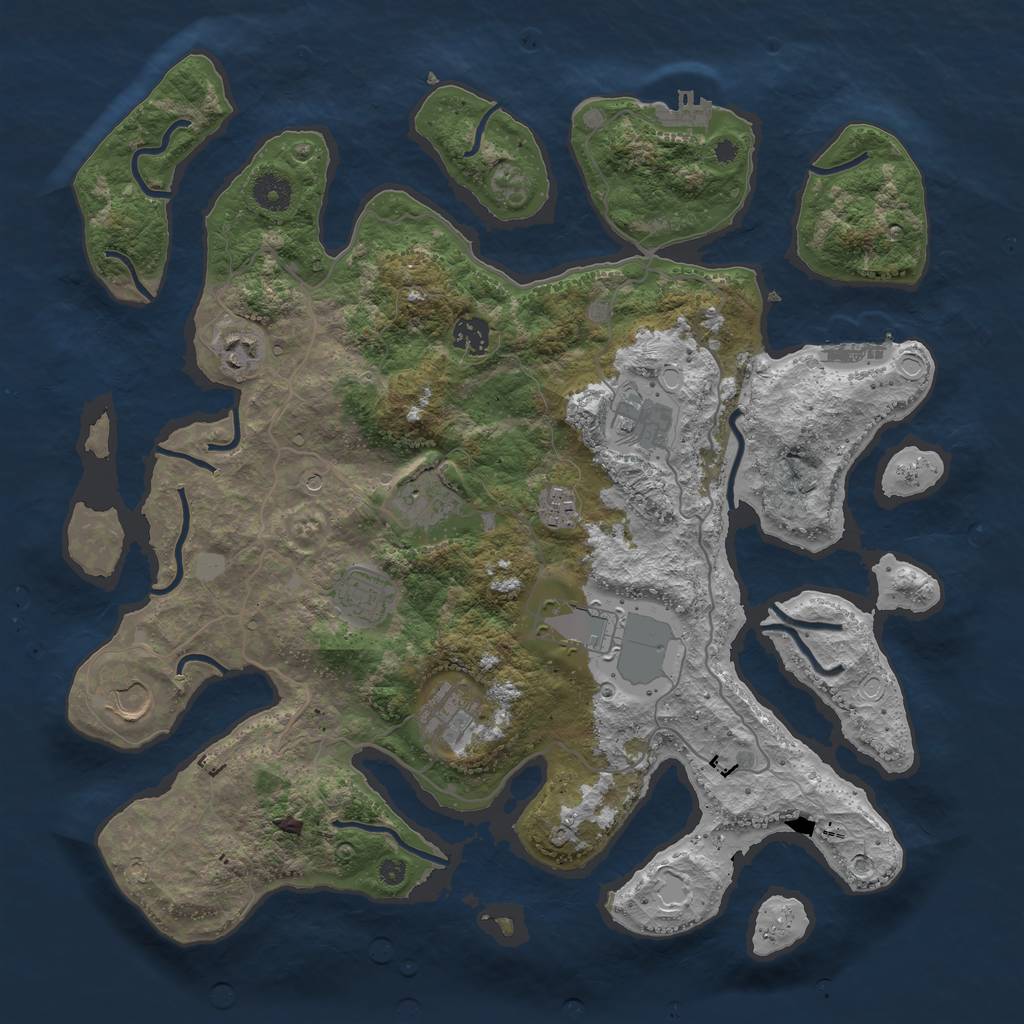 Rust Map: Procedural Map, Size: 4000, Seed: 834967739, 17 Monuments