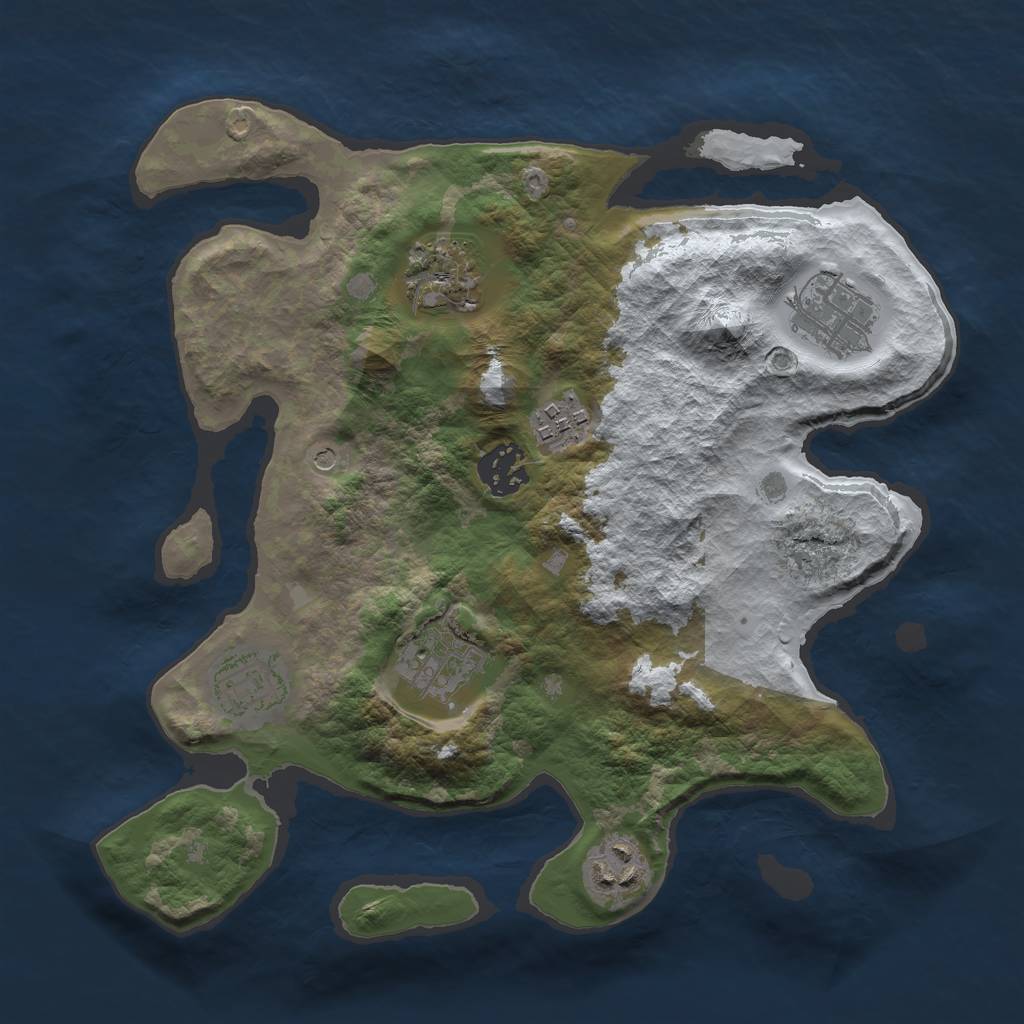 Rust Map: Barren, Size: 3000, Seed: 1929495931, 10 Monuments