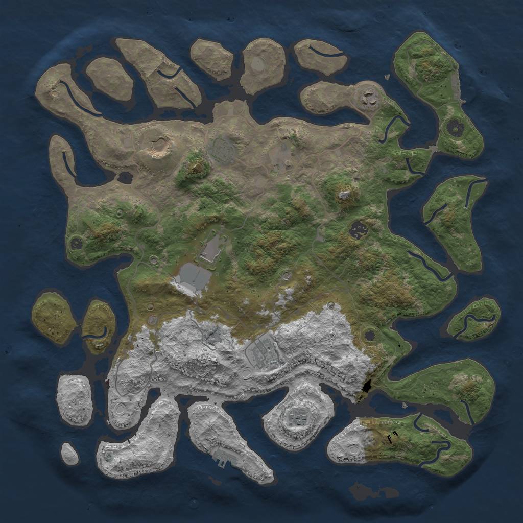 Rust Map: Procedural Map, Size: 4500, Seed: 696, 16 Monuments