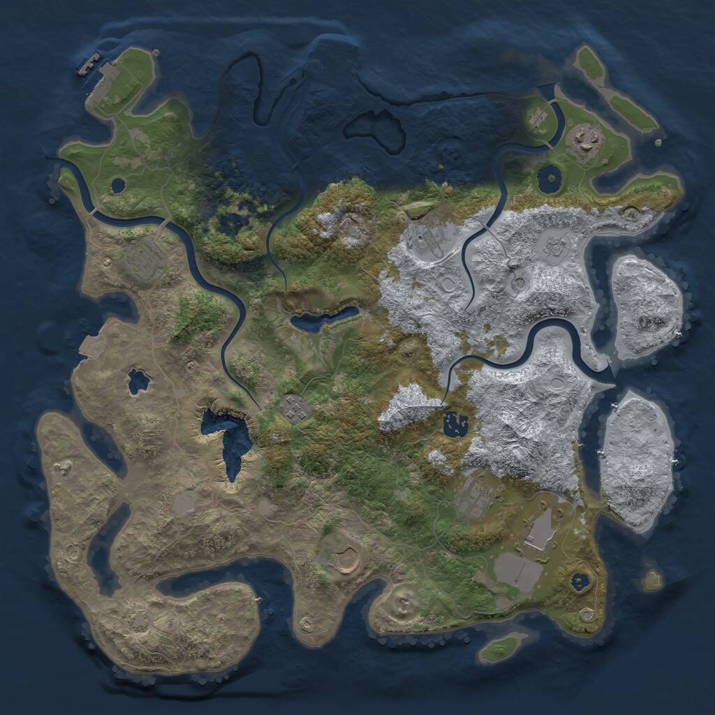 Rust Map: Procedural Map, Size: 4050, Seed: 170084246, 14 Monuments