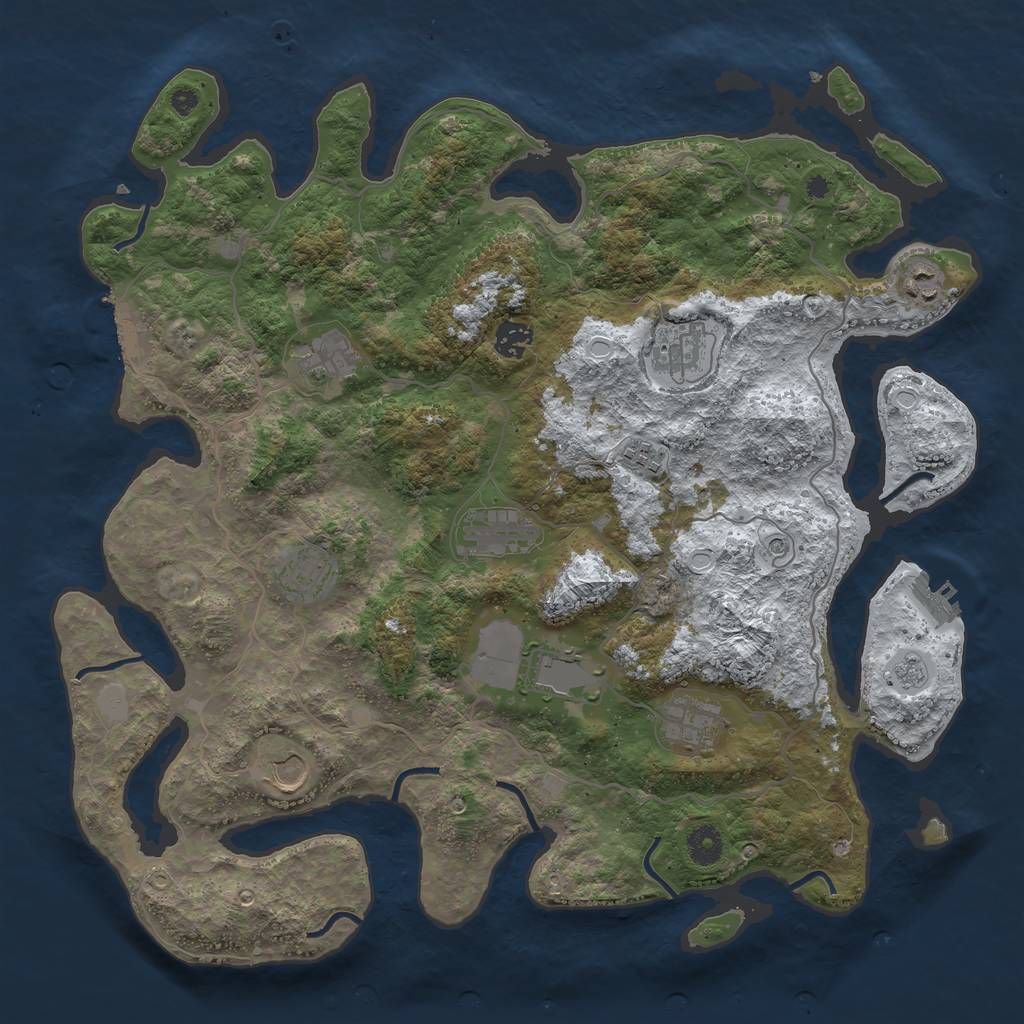 Rust Map: Procedural Map, Size: 4050, Seed: 170084246, 19 Monuments