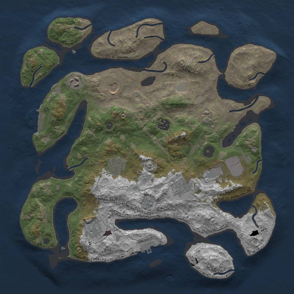 Rust Map: Procedural Map, Size: 3800, Seed: 1234567899, 17 Monuments