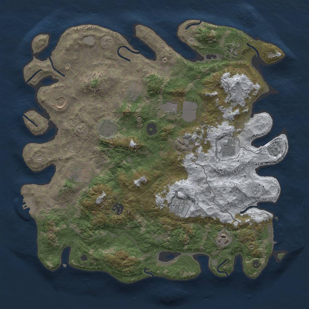 Rust Map: Procedural Map, Size: 4000, Seed: 2107101775, 20 Monuments