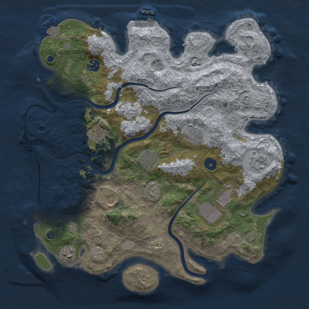 Rust Map: Procedural Map, Size: 3750, Seed: 3333, 15 Monuments
