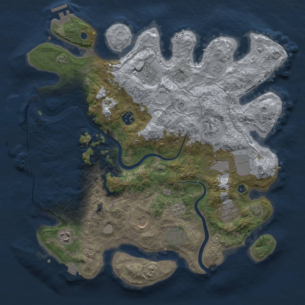 Rust Map: Procedural Map, Size: 3750, Seed: 156654, 15 Monuments