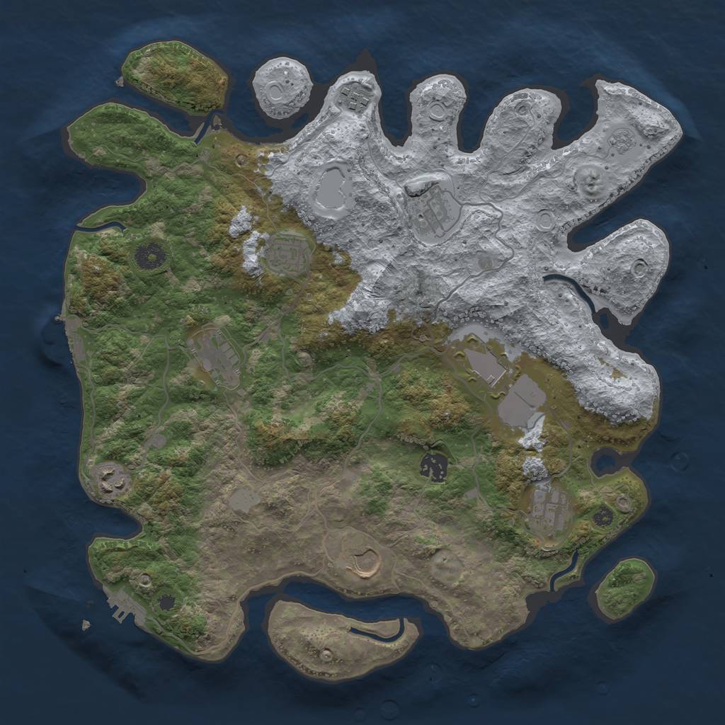 Rust Map: Procedural Map, Size: 3750, Seed: 156654, 17 Monuments