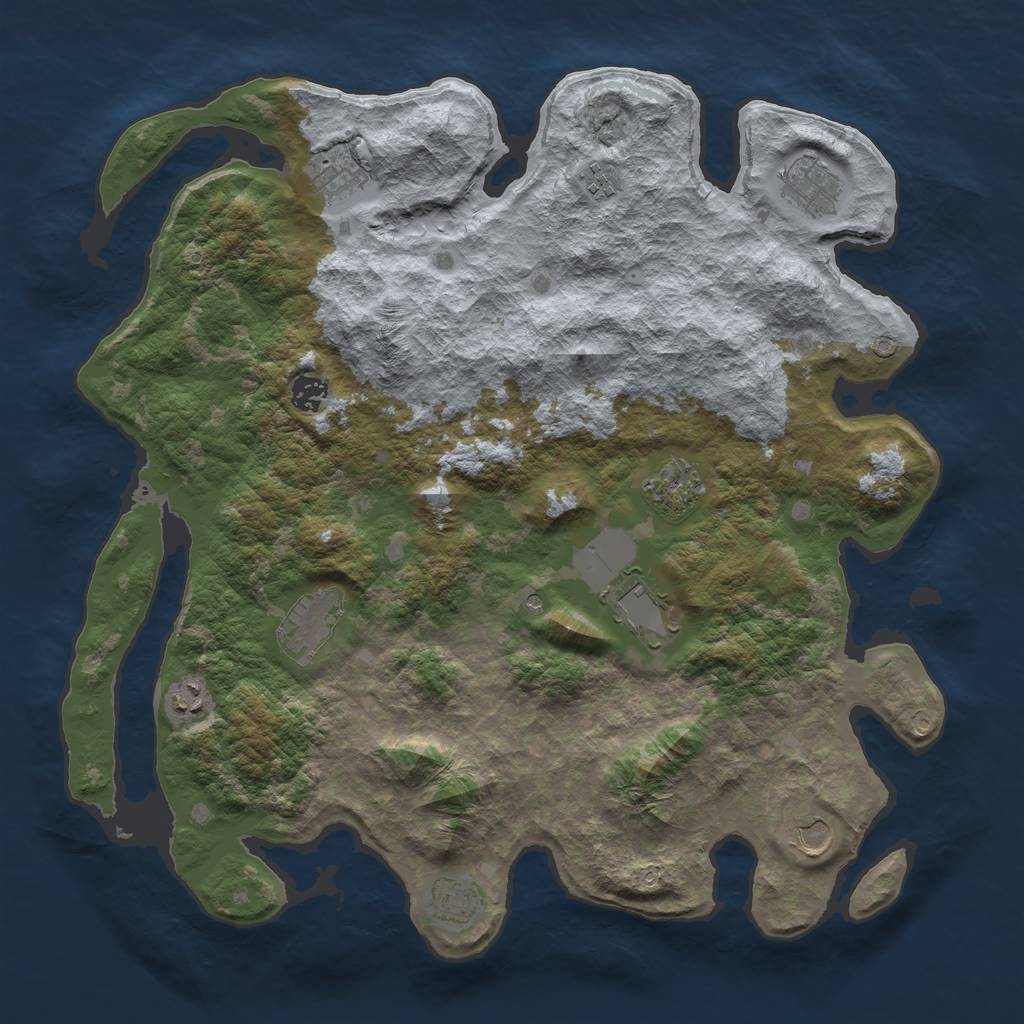 Rust Map: Barren, Size: 4200, Seed: 600, 13 Monuments