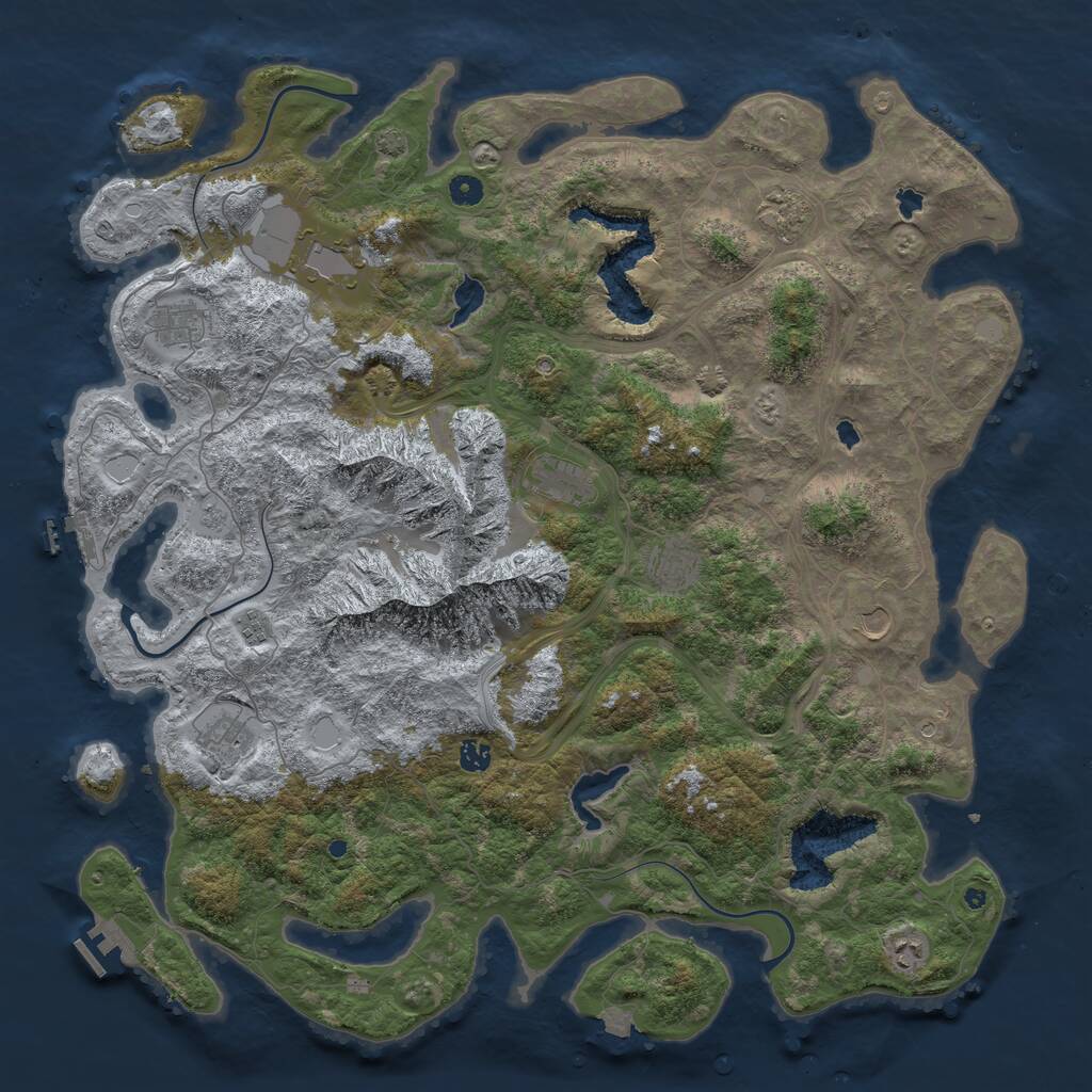 Rust Map: Procedural Map, Size: 5000, Seed: 69000, 16 Monuments