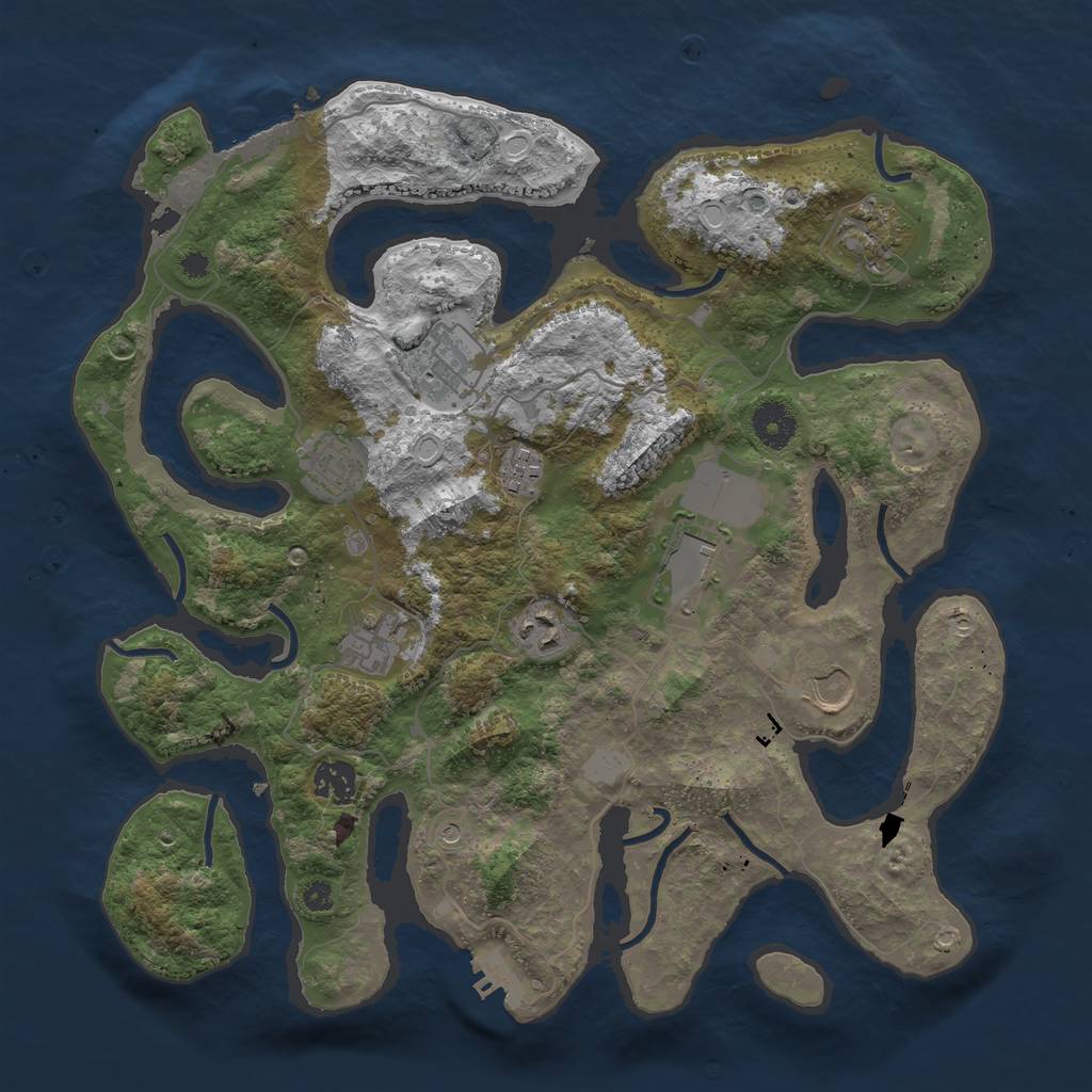 Rust Map: Procedural Map, Size: 3700, Seed: 1812654783, 17 Monuments