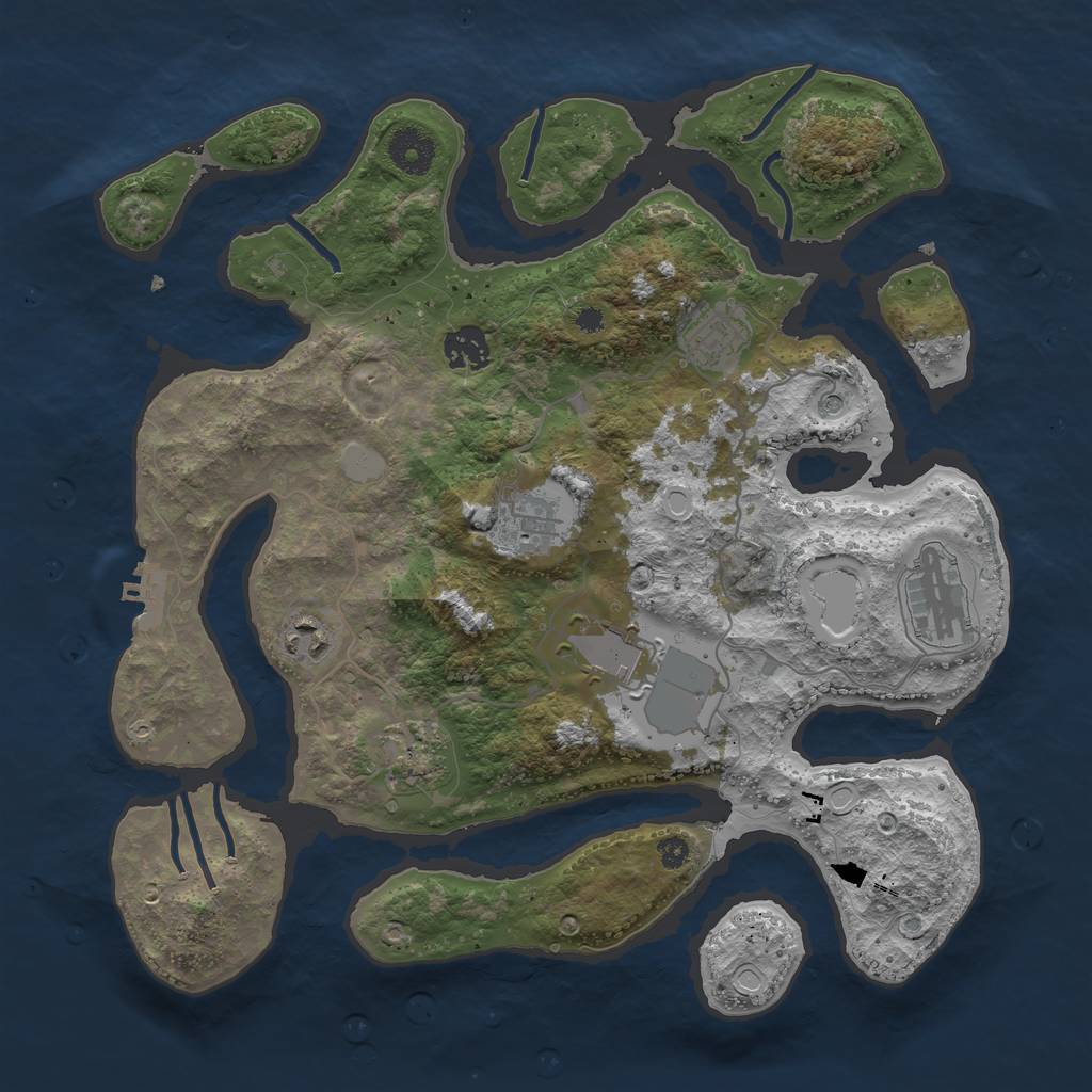 Rust Map: Procedural Map, Size: 3550, Seed: 326975, 14 Monuments