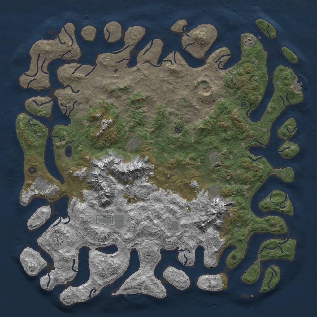 Rust Map: Procedural Map, Size: 6000, Seed: 9765, 19 Monuments