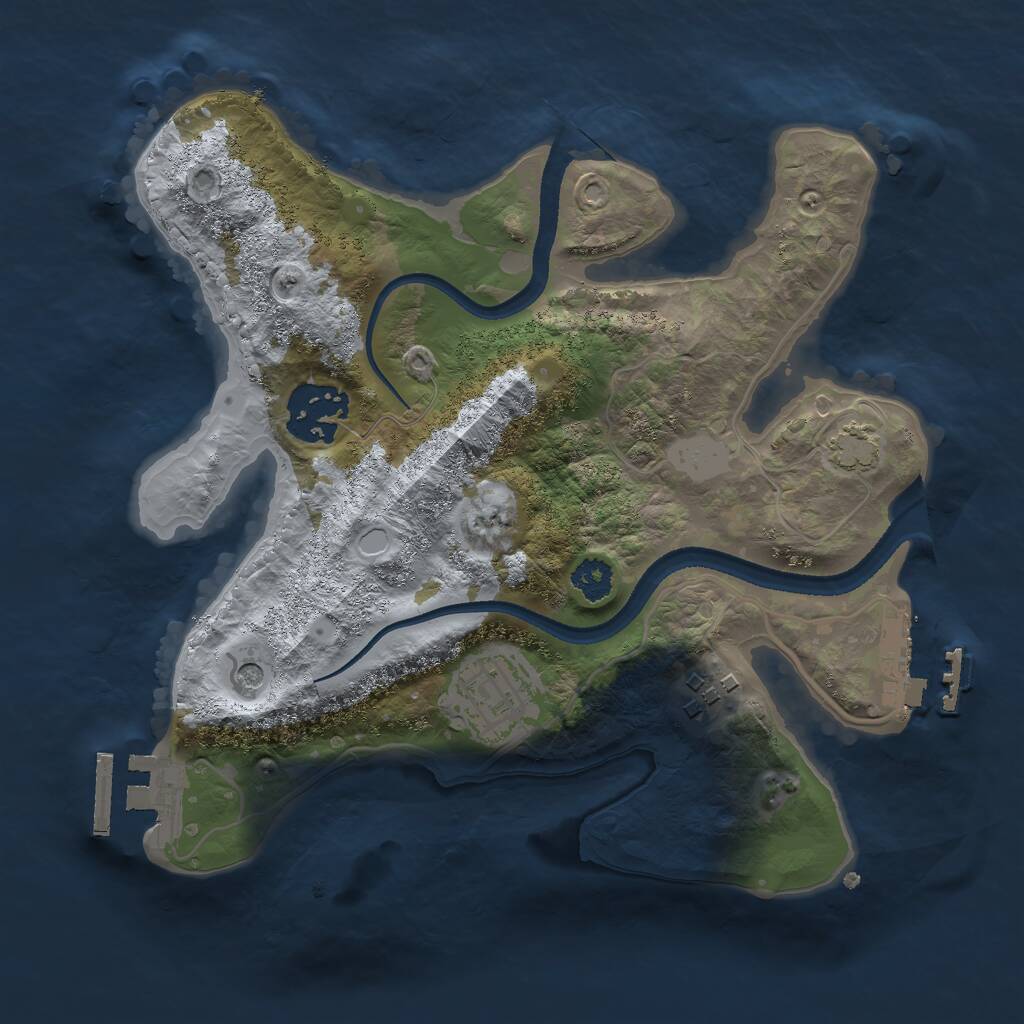 Rust Map: Procedural Map, Size: 2500, Seed: 384522, 8 Monuments