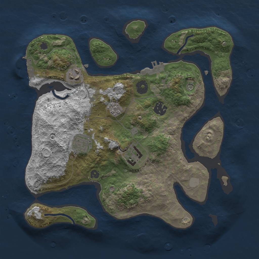 Rust Map: Procedural Map, Size: 3000, Seed: 2039386844, 13 Monuments