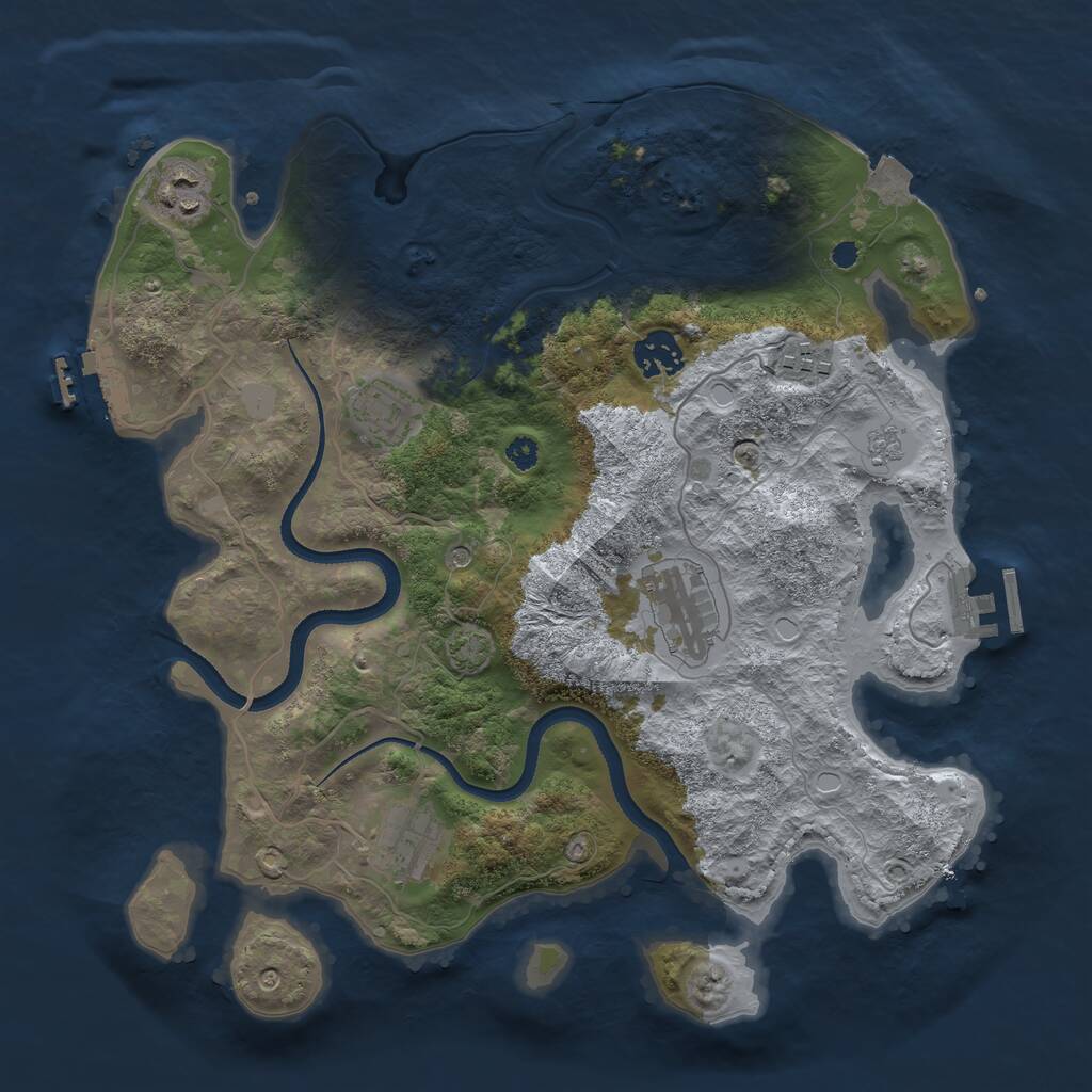 Rust Map: Procedural Map, Size: 3400, Seed: 702794620, 12 Monuments