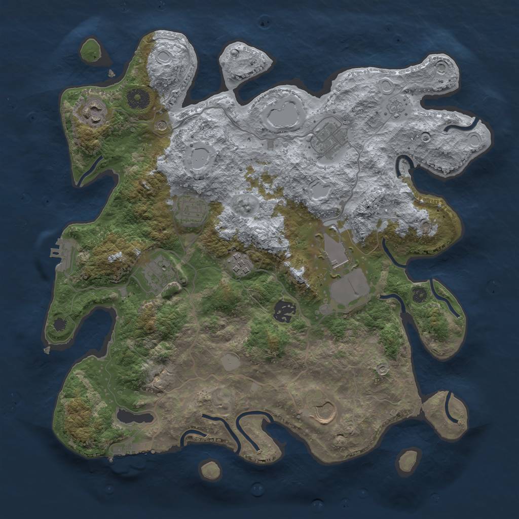Rust Map: Procedural Map, Size: 3500, Seed: 991170149, 17 Monuments